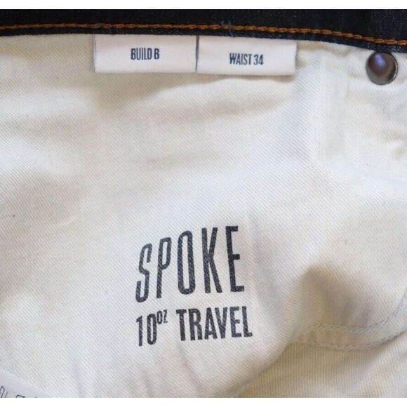 Spoke Jeans Mens 10oz Travel Denim Build B Size 34x31 Dark Wash Casual Regular‎ - Picture 7 of 10